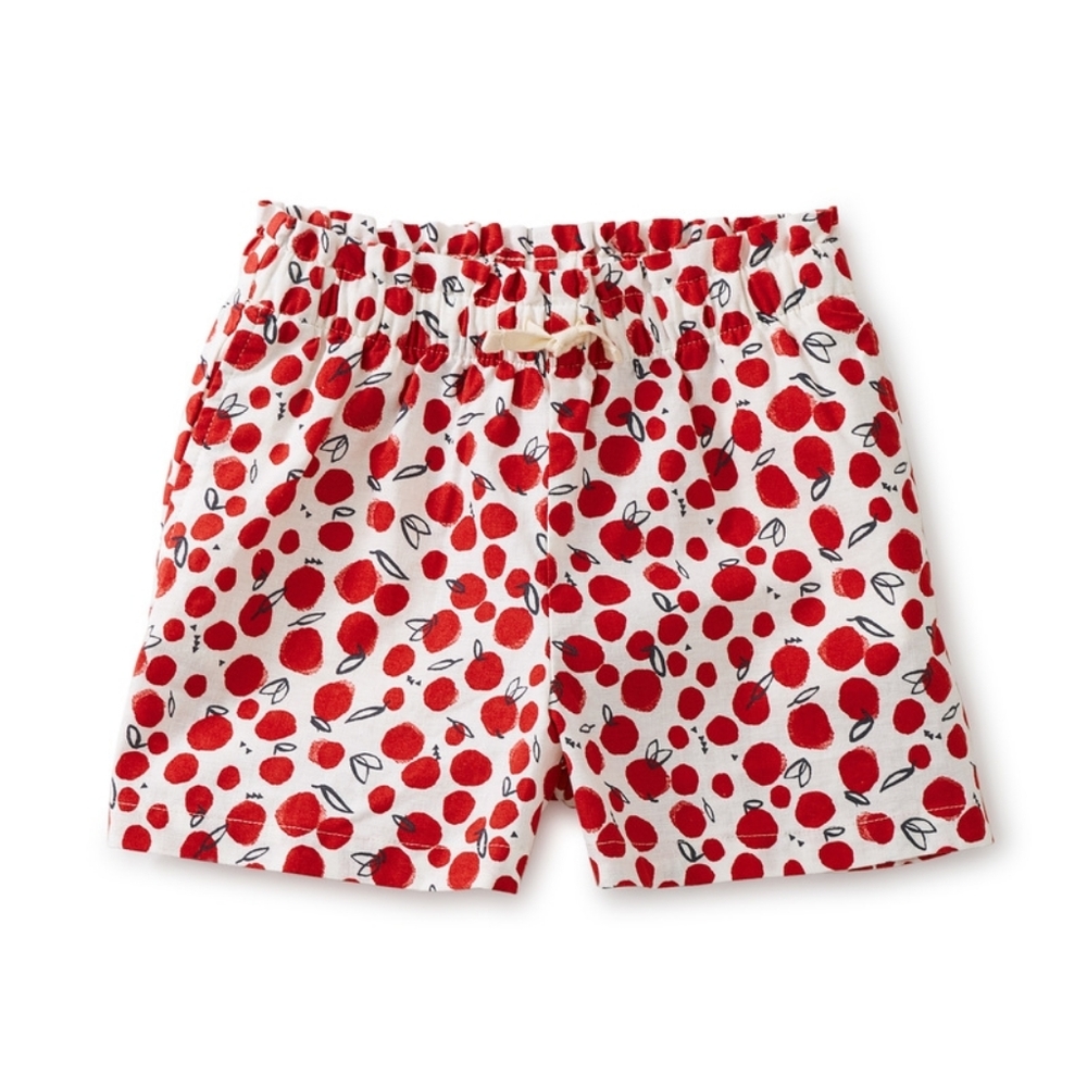 Tea Collection Linen Blend Cherry Print Skipper Shorts Size 8